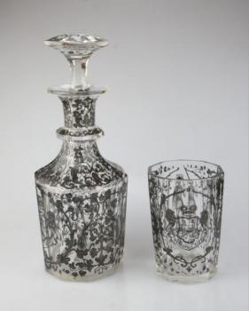 Decanter set - glass - Meyers Neffe, Adolf u Vimperka - 1880
